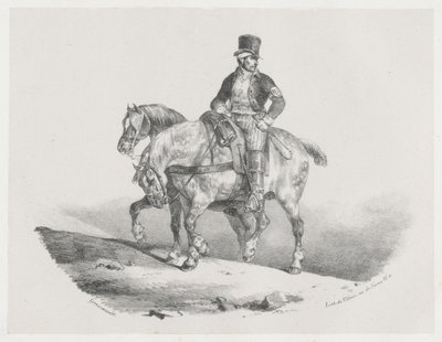 Een postiljon of De twee ingespannen paarden (A Postilion or The Two Harnessed Horses) door Theodore Gericault