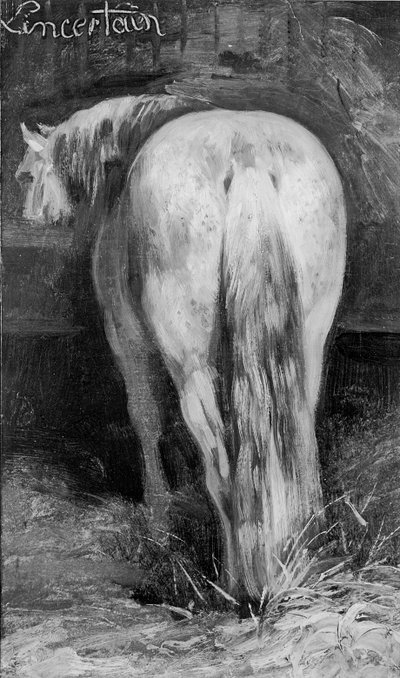Onzeker, het paard in de stal door Theodore Gericault