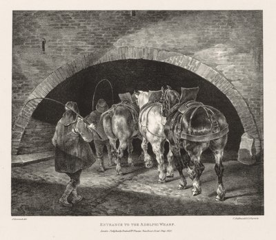 Verschillende Onderwerpen Getekend uit het Leven en op Steen: Ingang naar Adelphi Wharf door Theodore Gericault