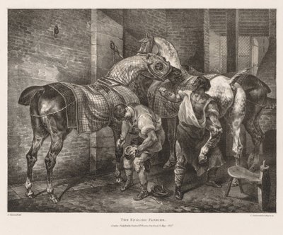 Verschillende onderwerpen getekend uit het leven en op steen: De Engelse hoefsmid, 1821 door Theodore Gericault