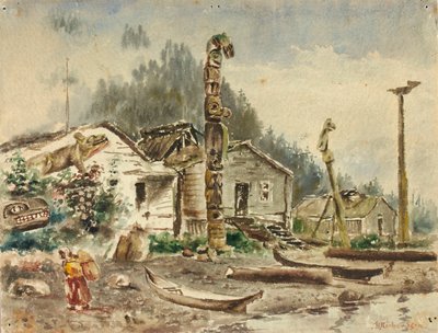 Uitzicht op Wrangell, Alaska, in 1884 door Theodore J. Richardson
