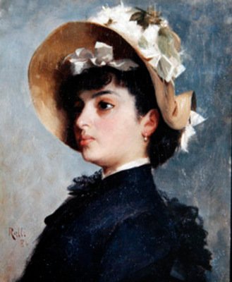 Portret van een jonge dame door Theodore Jacques Ralli