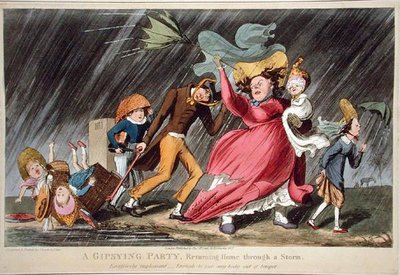 Een zigeunerfeest keert huiswaarts door een storm, uitgegeven door Thomas McLean, Londen door Theodore Lane