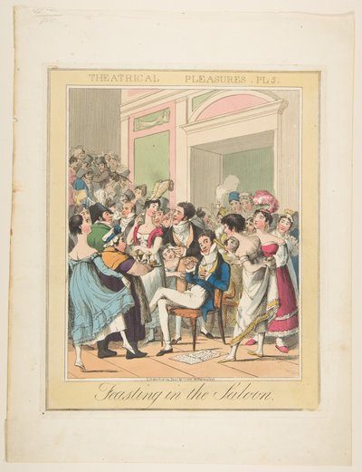 Theatrale genoegens, plaat 5: Feesten in de salon, ca. 1835 door Theodore Lane