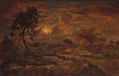 Zonsondergang bij Arbonne, ca. 1860-65 door Theodore Rousseau
