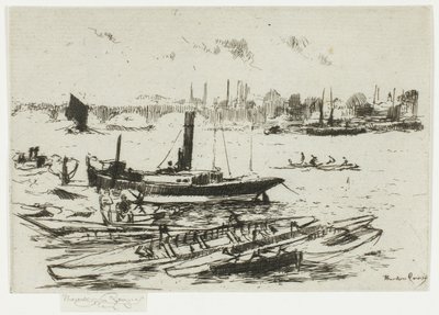 De stoomlancering, Chelsea Embankment door Theodore Roussel