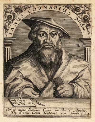 Janus Cornarius, Saksische humanist, ca. 1500-1558 door Theodore de Bry