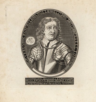 Ovaal portret van Oliver Cromwell, Lord Protector door Theodore de Bry