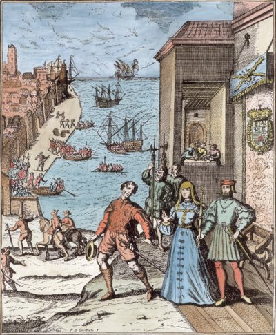 Afscheid van Columbus met Ferdinand en Isabella, uit 