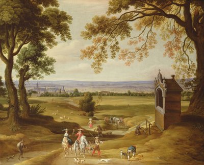 Landschap met Brussel in de verte door Theodore van Heil