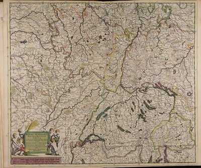 Accuratissima Rheni superioris Mosae et Mosellae tabula ac minores in eosdem in fluentes fluvii cum omnibus adherentibus regionibus sicut archiepiscopatus et electoratus Moguntini et Palatinatus Rheni Lotaringiae Helvetiae Alsatiae Sueviae et comitatus Bur door Theodorus Danckerts