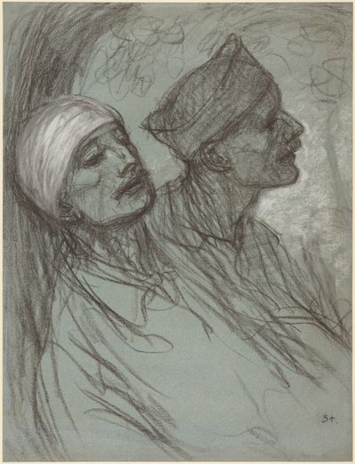 Een gewonde soldaat en zijn kameraad door Théophile Alexandre Steinlen