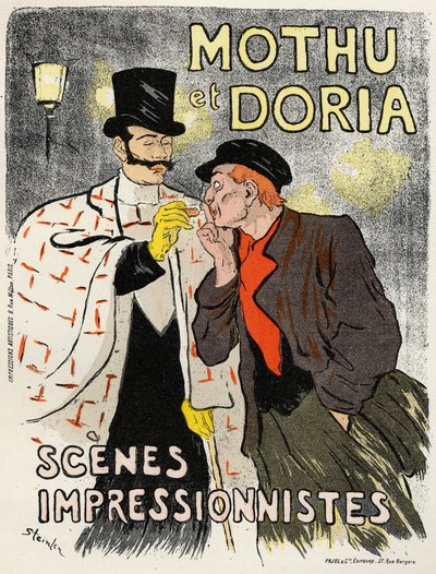Kunst. Vermaak. De zangers Mothu en Doria. Poster door Steinlen, Frankrijk door Théophile Alexandre Steinlen