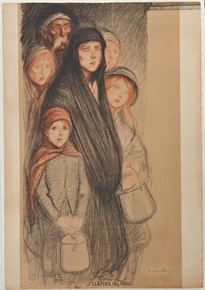 In België hebben de Belgen honger, 1915 door Théophile Alexandre Steinlen