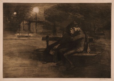 Geliefden op een bankje door Théophile Alexandre Steinlen