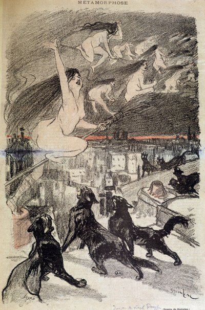 Metamorfose van katten in heksen - door Steinlen door Théophile Alexandre Steinlen