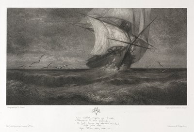 Het Spookschip, of Op de Golven, 1872 door Theophile Narcisse Chauvel