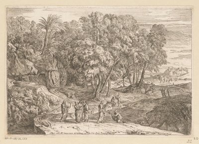 Arcadisch landschap met Christus en de Kananese vrouw door Théodore