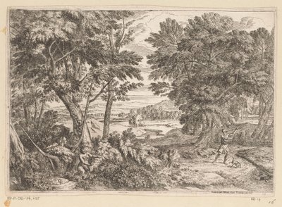 Arcadisch landschap met Kephalos en Prokris door Théodore