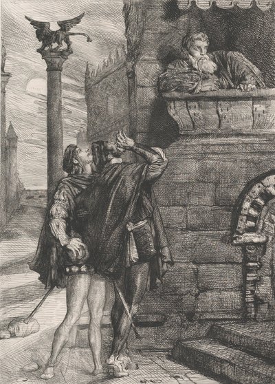 Owake! wat ho! Brabantio! dieven! dieven!: plaat 1 uit Othello Act 1, Scene 1 door Théodore Chassériau