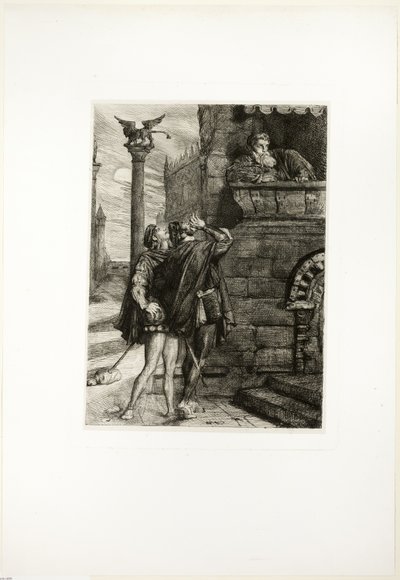 Owake! wat ho! Brabantio! dieven! dieven!, plaat één uit Othello door Théodore Chassériau
