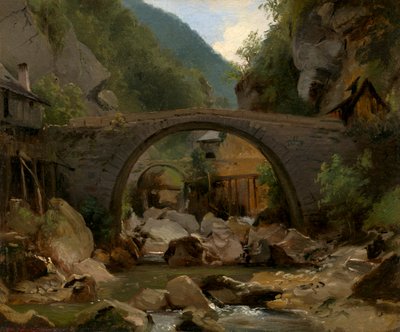 Bergstroom in de Auvergne door Pierre Etienne Theodore Rousseau