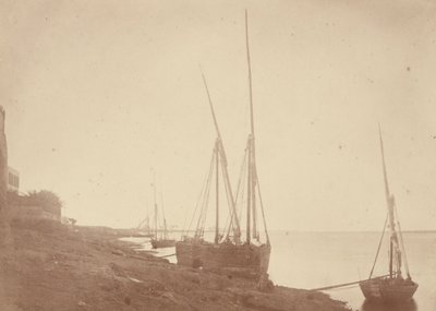 Zeilboten aan de oever van de Nijl door Théodule Devéria