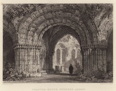 Kapittelhuis, Furness Abbey (gravure) door Thomas (after) Allom