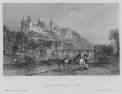 Kasteel en brug van Pau door Thomas (after) Allom