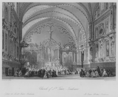 Kerk van St Taur, Toulouse (gravure) door Thomas (after) Allom