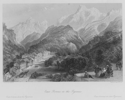 Eaux Bonnes, in de Pyreneeën (gravure) door Thomas (after) Allom