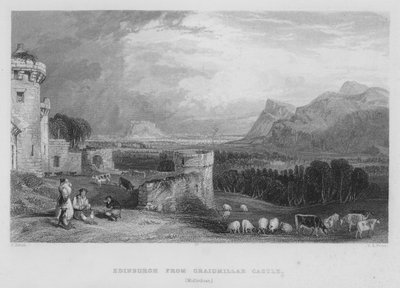 Edinburgh vanaf Craigmillar Kasteel, Midlothian door Thomas (after) Allom