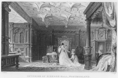 Interieur van Sizergh Hall, Westmorland (gravure) door Thomas (after) Allom