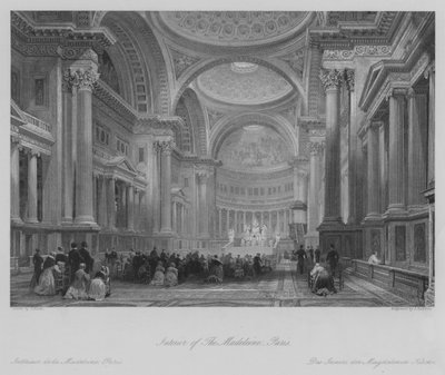 Interieur van de Madeleine, Parijs (gravure) door Thomas (after) Allom
