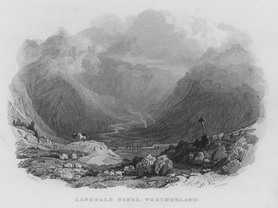 Langdale Pikes, Westmorland door Thomas (after) Allom