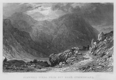 Scawfell Pikes, vanuit Sty Head, Cumberland door Thomas (after) Allom