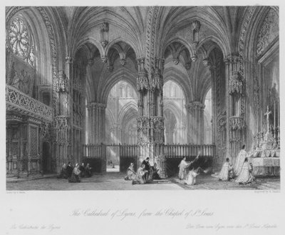 De Kathedraal van Lyon, vanaf de Kapel van St Louis door Thomas (after) Allom