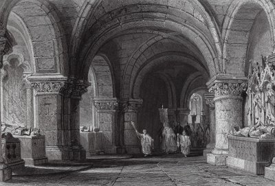 Graven van de koningen in de crypte van St Denis door Thomas (after) Allom