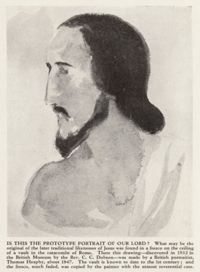 Portret van Jezus Christus uit de catacomben van Rome door Thomas (after) Heaphy