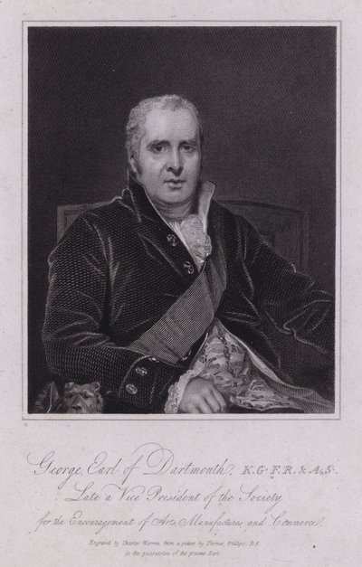 George Legge, 3e graaf van Dartmouth, Britse politicus en parlementslid (gravure) door Thomas (after) Phillips