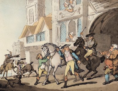 Op weg naar een dassenvechtpartij door Thomas (after) Rowlandson