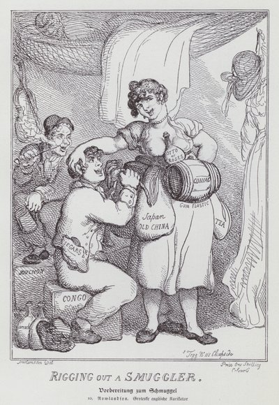 Een smokkelaar uitrusten door Thomas (after) Rowlandson
