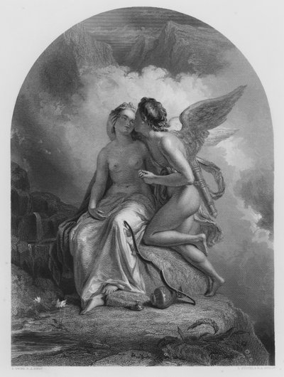 Cupido en Psyche, van het schilderij in de Koninklijke Collectie door Thomas (after) Uwins
