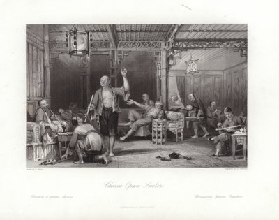 Chinese Opium Rokers door Thomas Allom