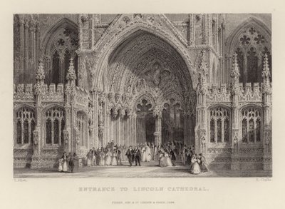 Ingang van de Kathedraal van Lincoln door Thomas Allom