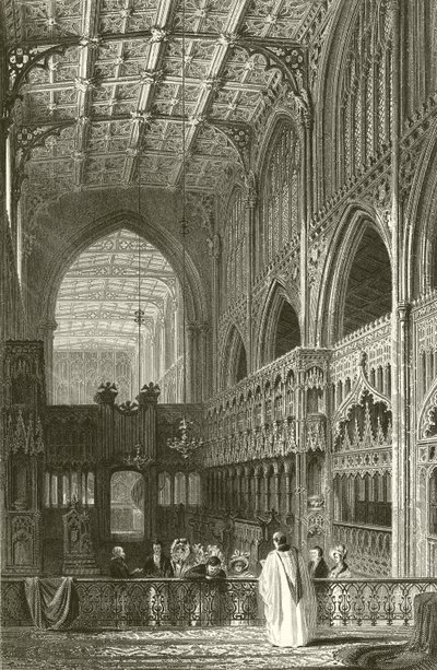 Interieur van de Collegiale Kerk, Manchester door Thomas Allom