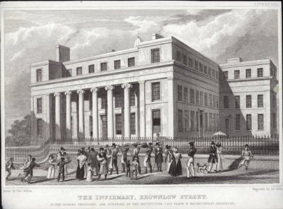 Liverpool Infirmary, Brownlow Street door Thomas Allom