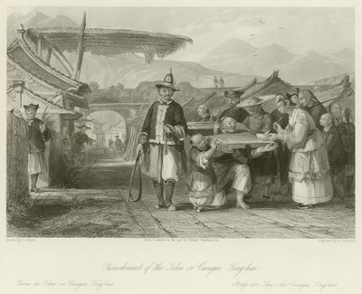 Straf van de Tcha of Cangue door Thomas Allom