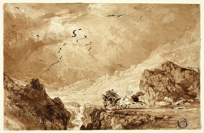De Diligence in de Alpen door Thomas Allom