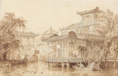 Het huis van een Chinese koopman nabij Canton door Thomas Allom